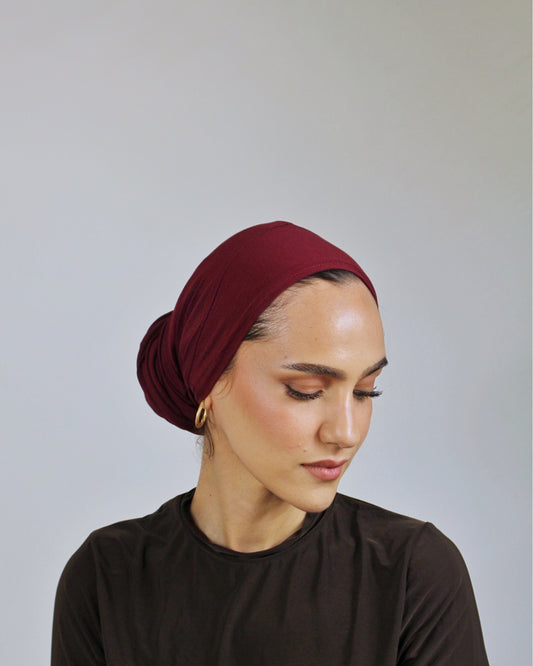 Easy Wrap Turban – Bamboo Burgundy