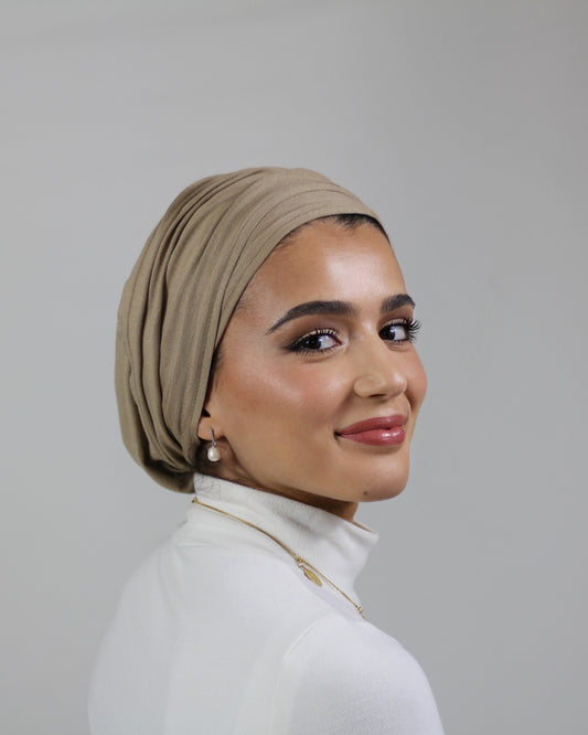 Easy Wrap Turban – Jersey Camel